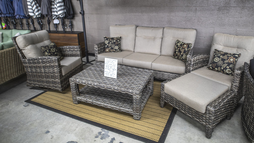 5 person sunroom wicker deep seat set with coffee table and ottoman. champaign il store