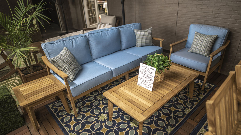 teak deep seat set with sofa chair side table coffee table. champaign il store