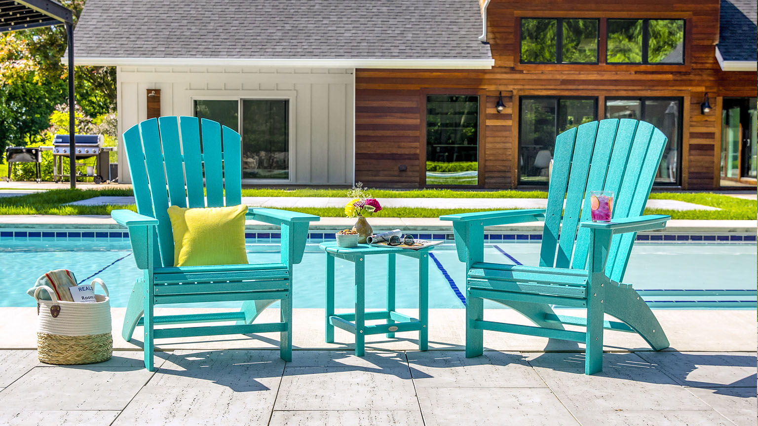 Polywood Chairs Poolside shown in Blue