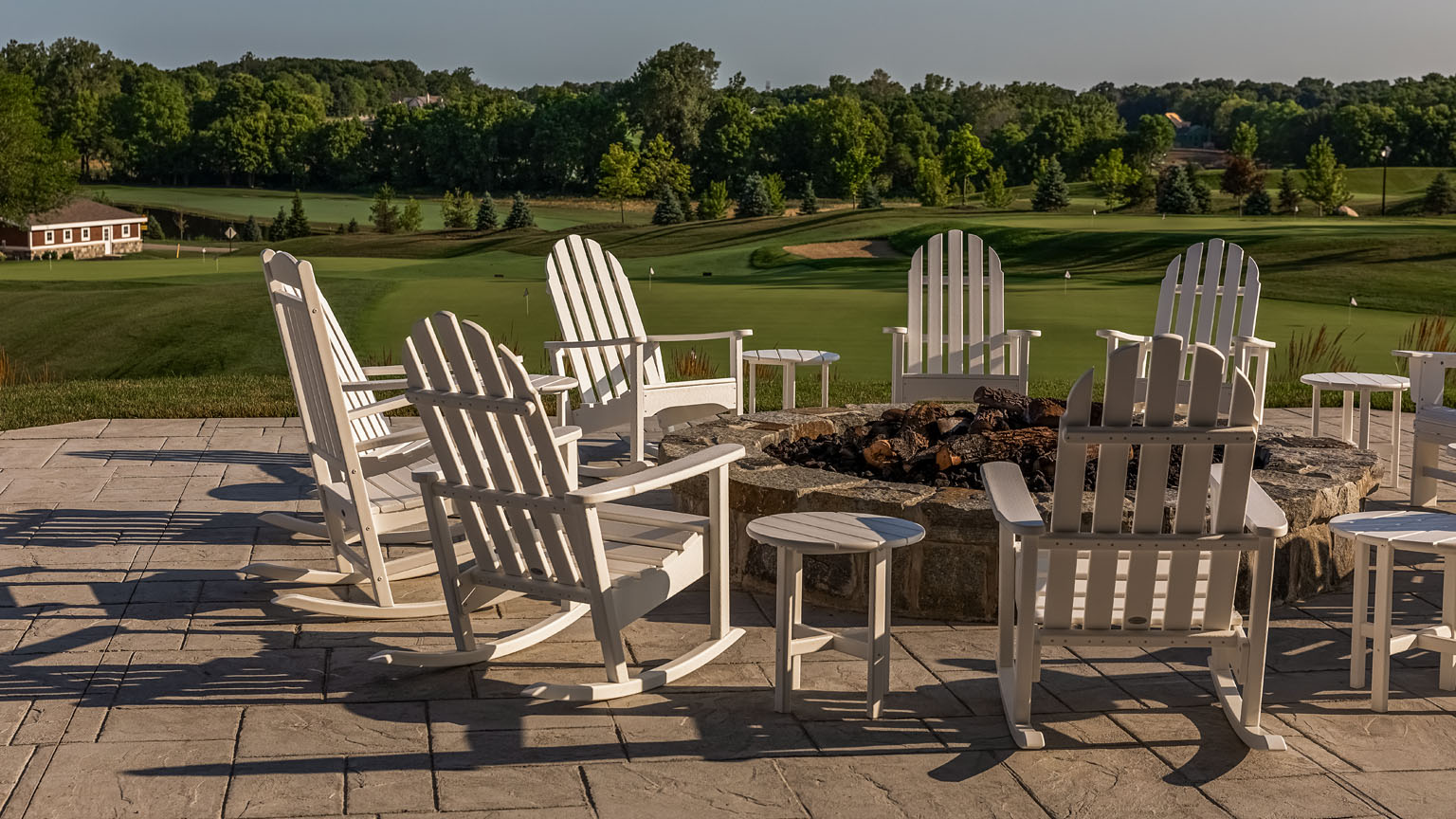 Polywood Commercial-Chairs on The Greens at Sunset