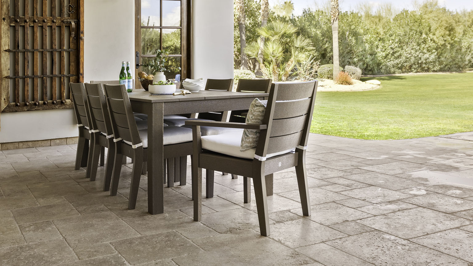 Polywood Designer Dining Set in Tan