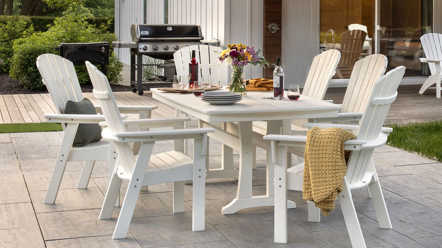 Polywood Rectangle Dining Set in White